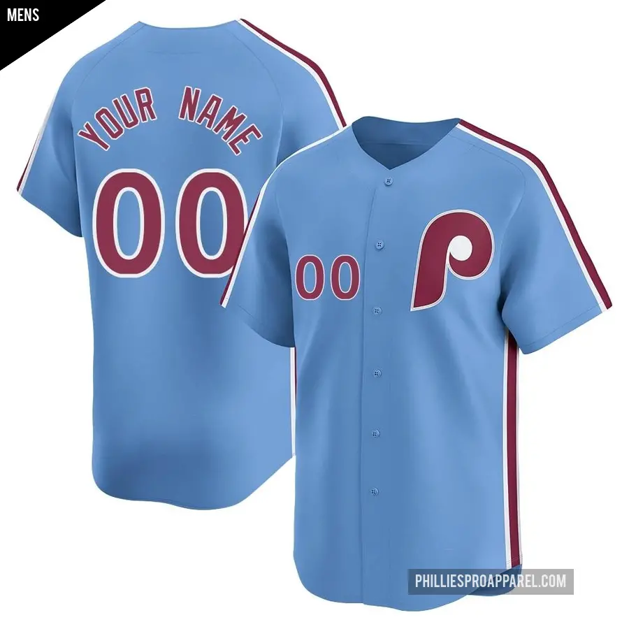 Men's Philadelphia Phillies ＃00 Custom Limited Light Blue Alternate Jersey