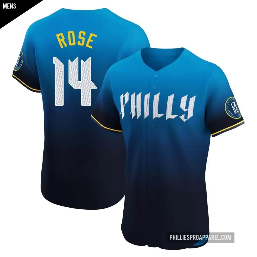 Men's Philadelphia Phillies ＃14 Pete Rose Elite Blue 2024 City Connect Jersey