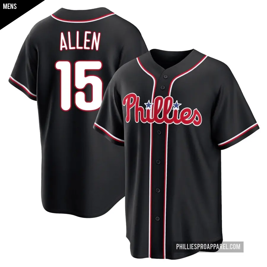 Men's Philadelphia Phillies ＃15 Richie Allen Replica Black Fashion Out Jersey