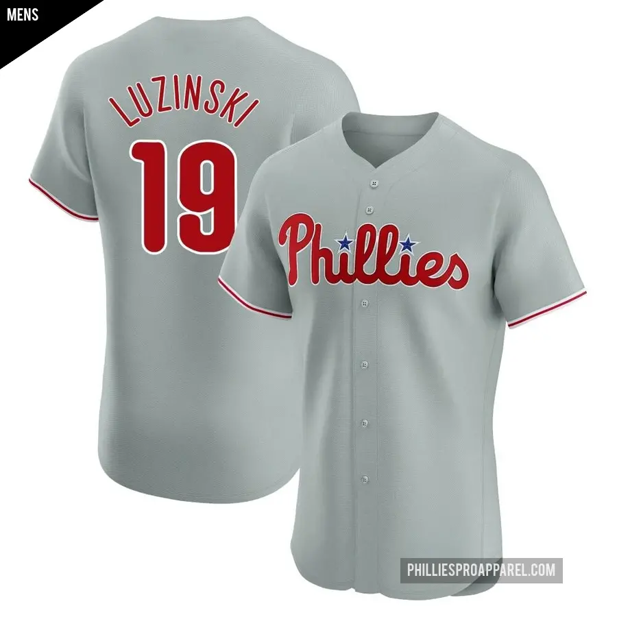 Men's Philadelphia Phillies ＃19 Greg Luzinski Elite Gray Road Jersey