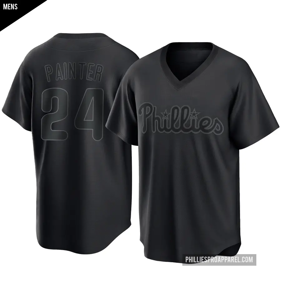 Men's Philadelphia Phillies ＃24 Andrew Painter Replica Black Pitch Fashion Jersey