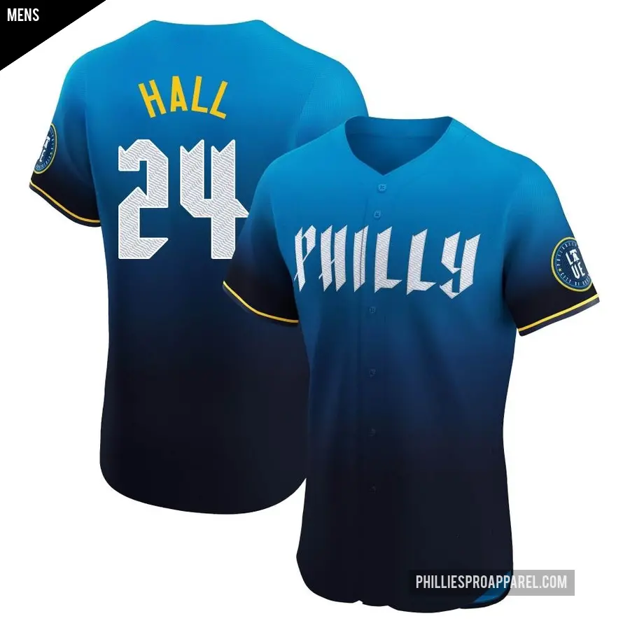 Men's Philadelphia Phillies ＃24 Darick Hall Elite Blue 2024 City Connect Jersey
