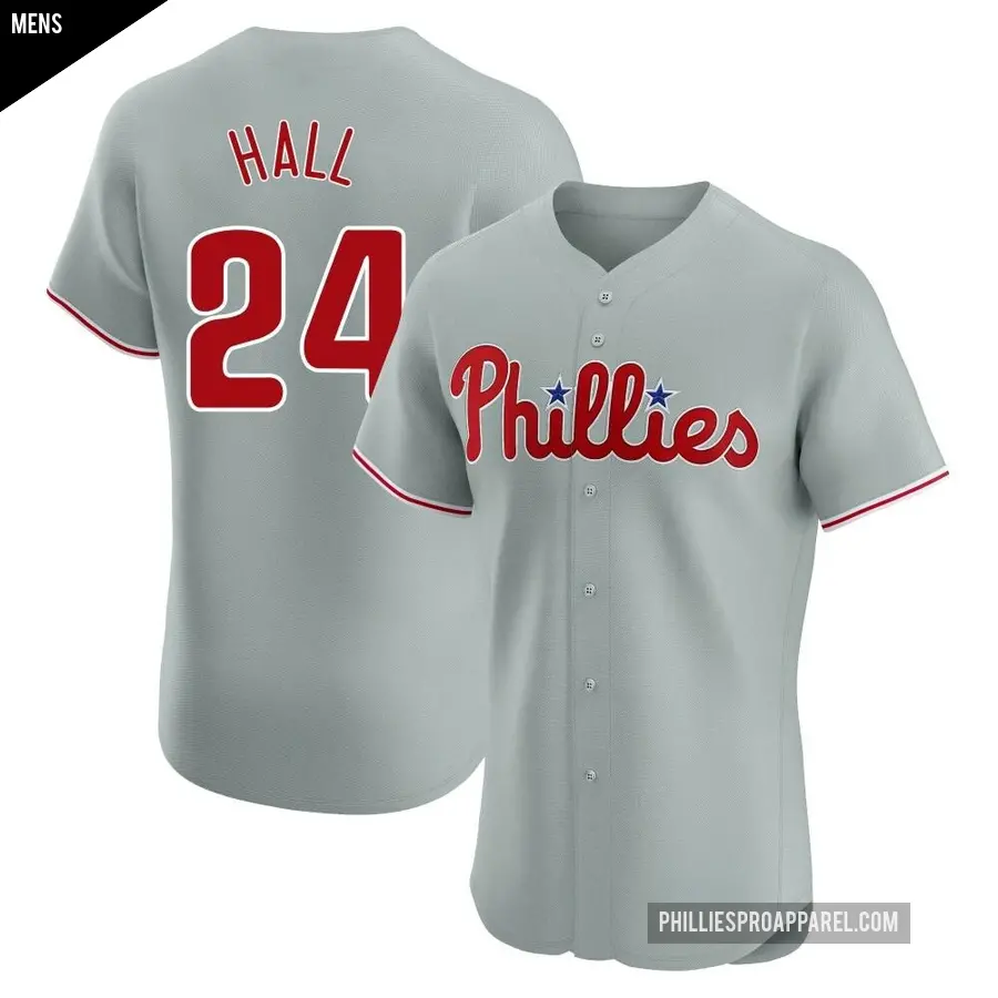 Men's Philadelphia Phillies ＃24 Darick Hall Elite Gray Road Jersey