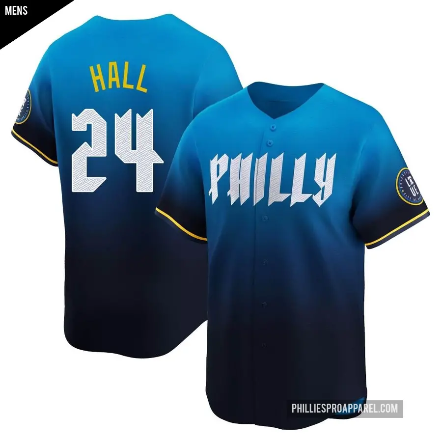 Men's Philadelphia Phillies ＃24 Darick Hall Limited Blue 2024 City Connect Jersey
