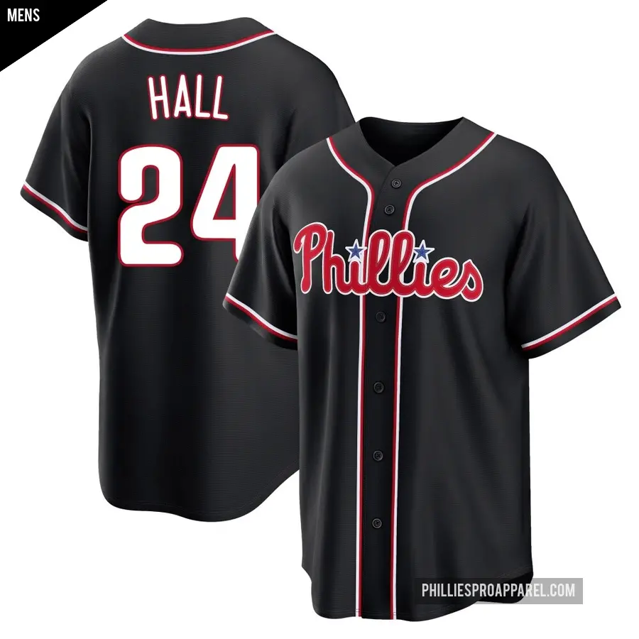 Men's Philadelphia Phillies ＃24 Darick Hall Replica Black Fashion Out Jersey