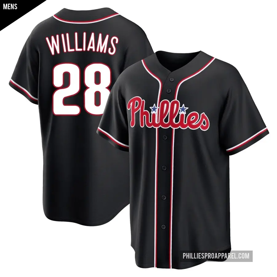 Men's Philadelphia Phillies ＃28 Mitch Williams Replica Black Fashion Out Jersey