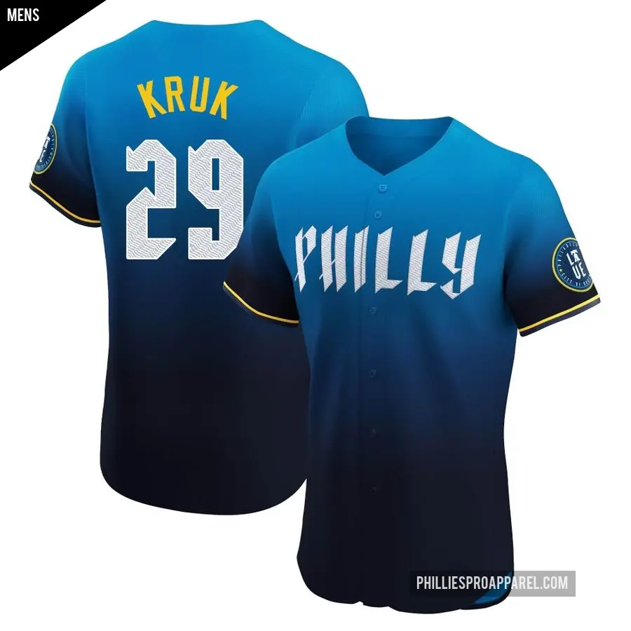 Men's Philadelphia Phillies ＃29 John Kruk Elite Blue 2024 City Connect Jersey