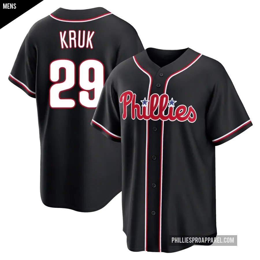 Men's Philadelphia Phillies ＃29 John Kruk Replica Black Fashion Out Jersey