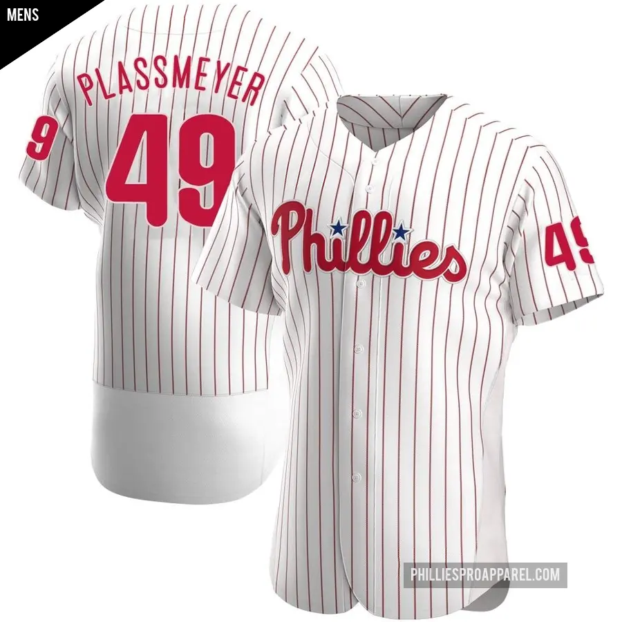 Men's Philadelphia Phillies ＃49 Michael Plassmeyer Authentic White Home Jersey