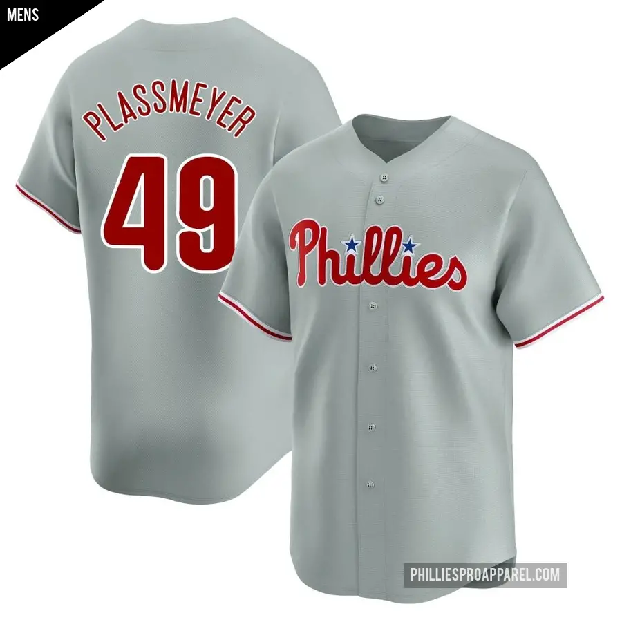 Men's Philadelphia Phillies ＃49 Michael Plassmeyer Limited Gray Away Jersey