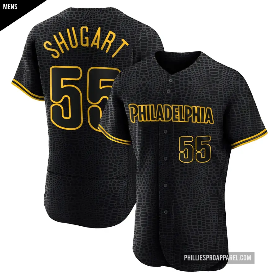 Men's Philadelphia Phillies ＃55 Chase Shugart Authentic Black Snake Skin City Jersey
