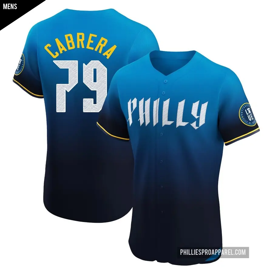 Men's Philadelphia Phillies ＃79 Jean Cabrera Elite Blue 2024 City Connect Jersey