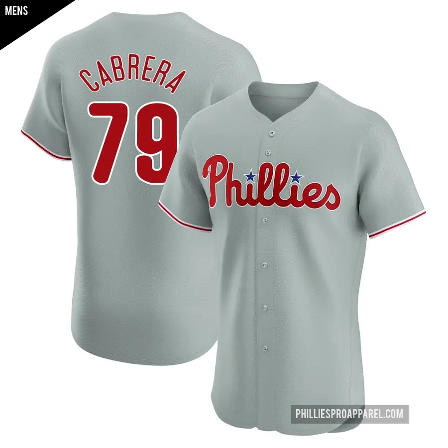 Men's Philadelphia Phillies ＃79 Jean Cabrera Elite Gray Road Jersey