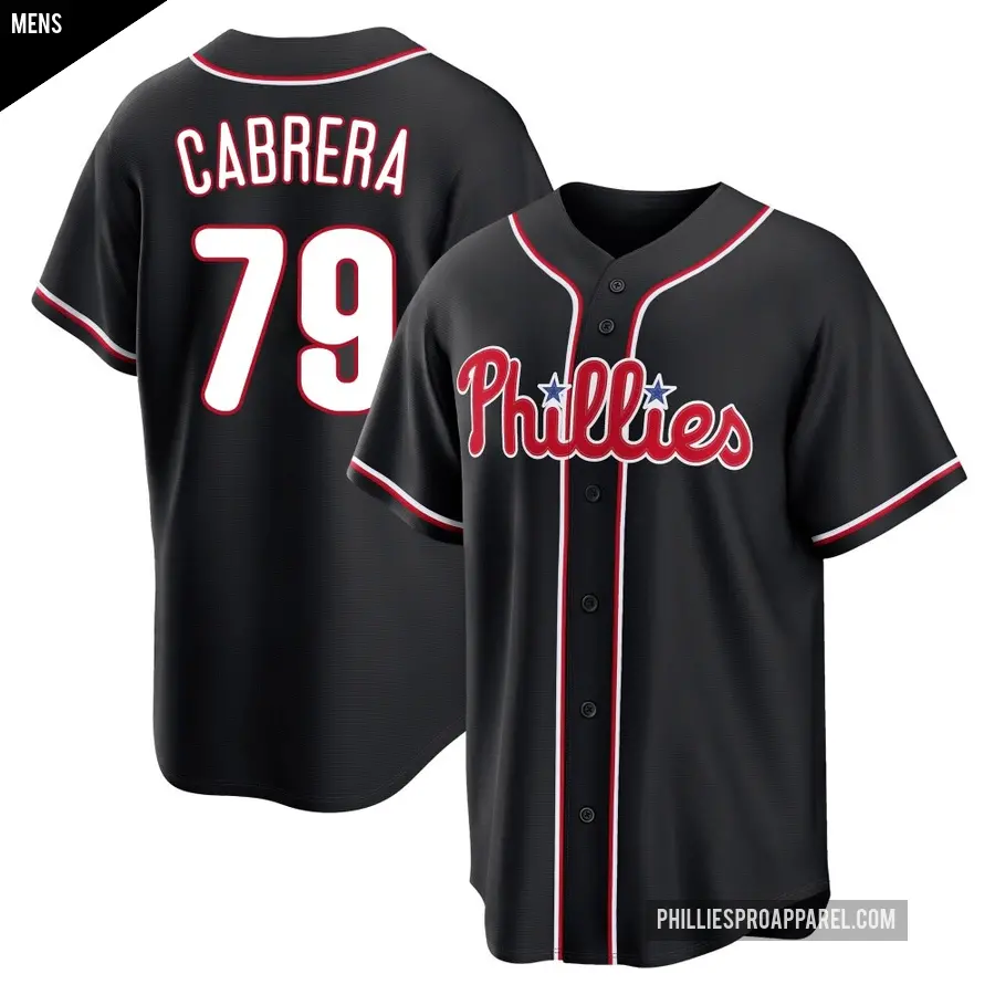 Men's Philadelphia Phillies ＃79 Jean Cabrera Replica Black Fashion Out Jersey