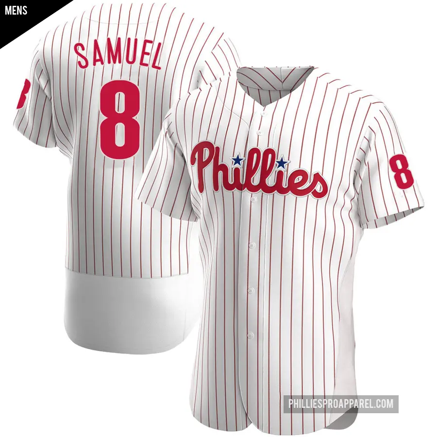 Men's Philadelphia Phillies ＃8 Juan Samuel Authentic White Home Jersey