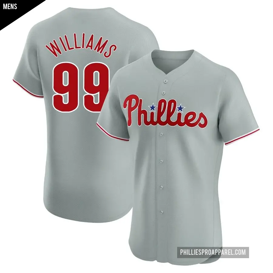Men's Philadelphia Phillies ＃99 Mitch Williams Elite Gray Road Jersey