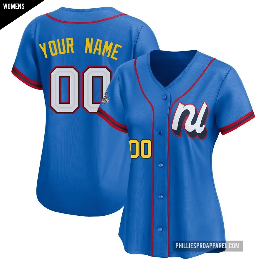 Women's Philadelphia Phillies ＃00 Custom Limited Blue National League 2025 All-Star Edition Jersey