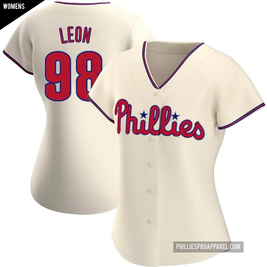 Women's Philadelphia Phillies ＃98 Pedro Leon Replica Cream Alternate Jersey