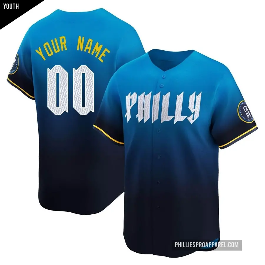 Youth Philadelphia Phillies ＃00 Custom Limited Blue 2024 City Connect Jersey