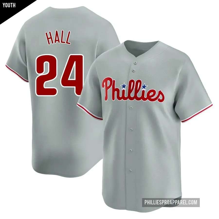 Youth Philadelphia Phillies ＃24 Darick Hall Limited Gray Away Jersey