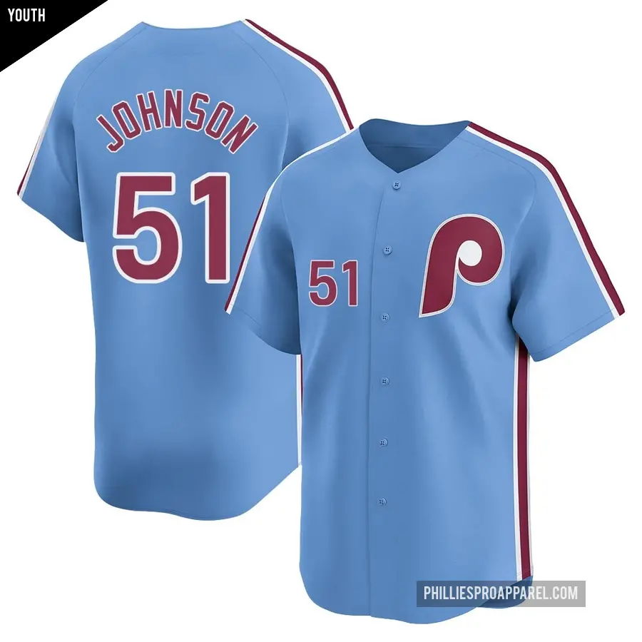 Youth Philadelphia Phillies ＃51 Seth Johnson Limited Light Blue Alternate Jersey