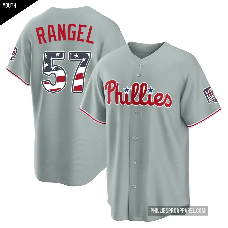 Youth Philadelphia Phillies ＃57 Alan Rangel Limited Gray USA 250 Fourth Of July Road Stadium Jersey