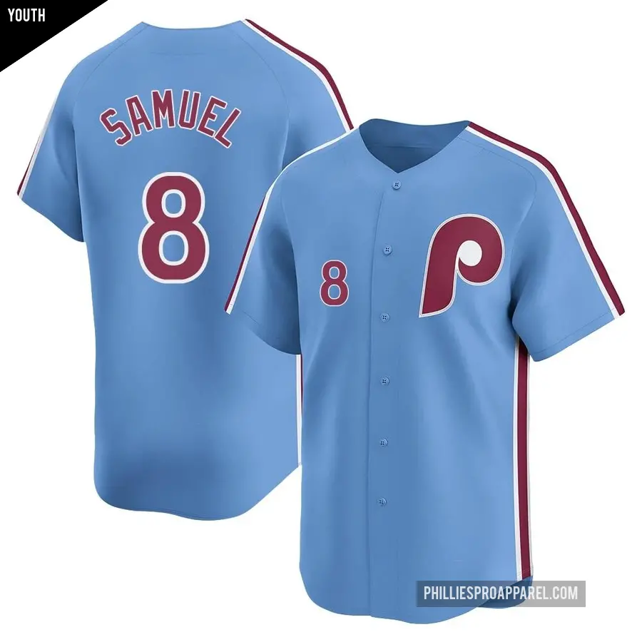 Youth Philadelphia Phillies ＃8 Juan Samuel Limited Light Blue Alternate Jersey